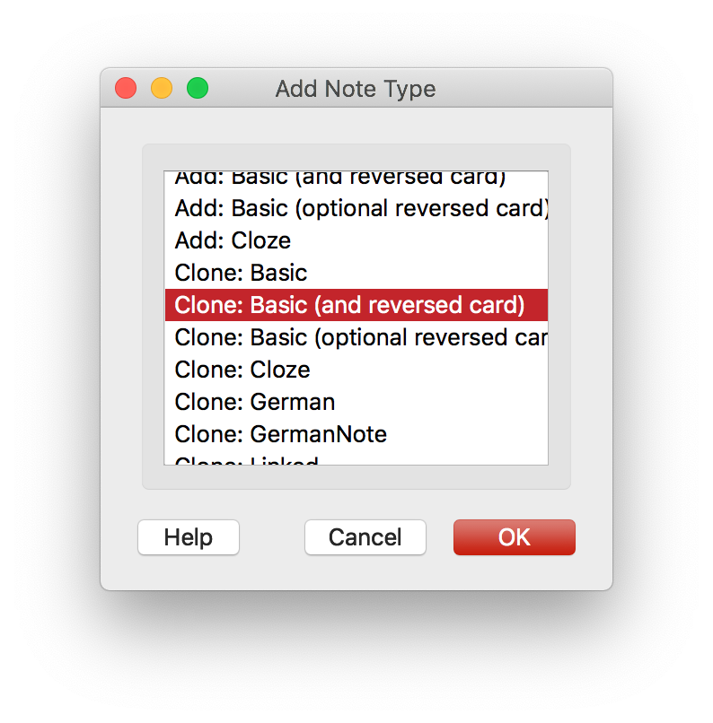 You can clone an existing Basic with Reverse note