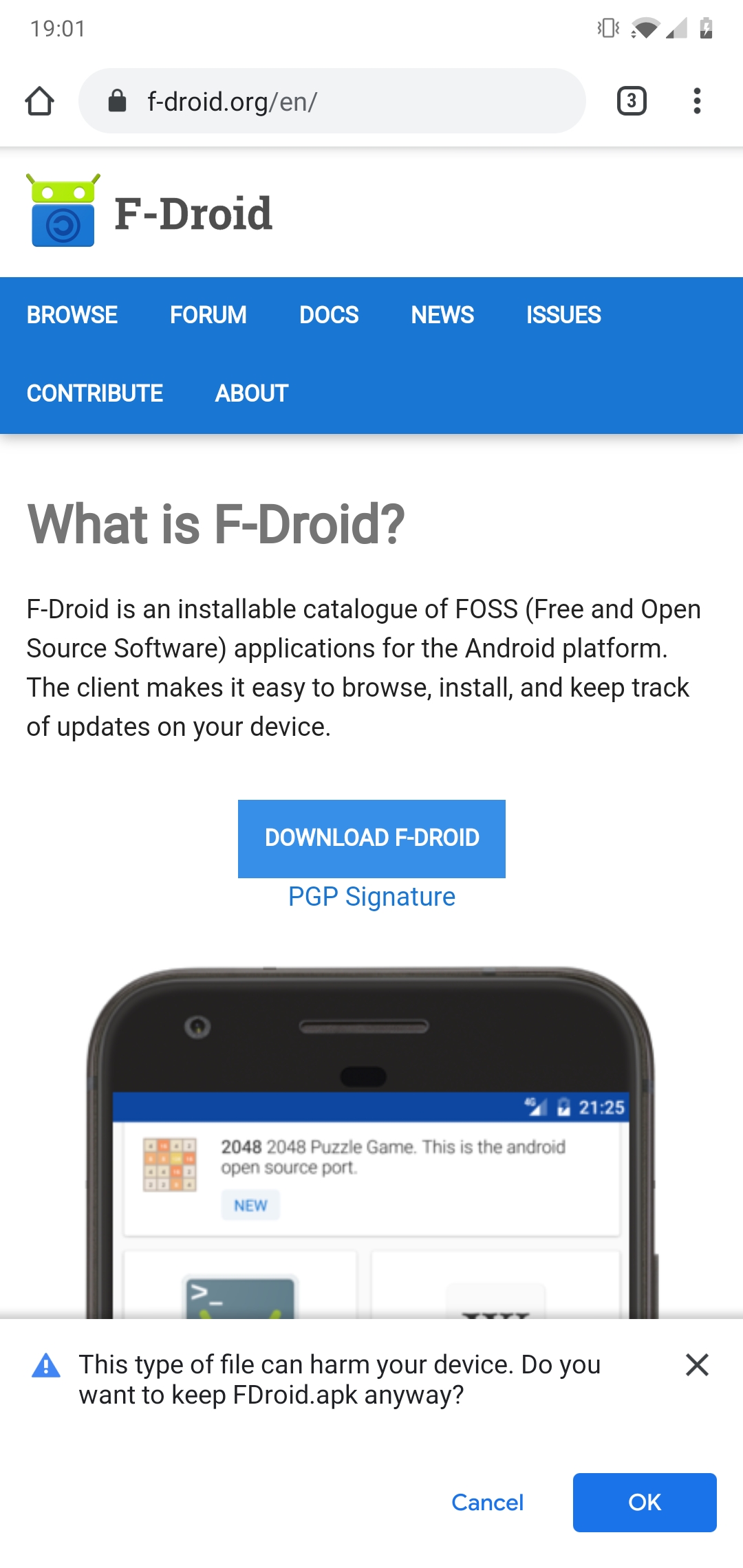 Download F-Droid from their website